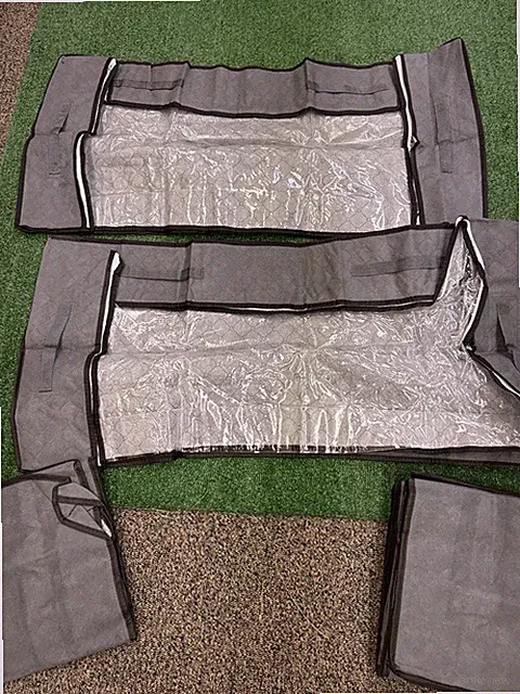 5-Pack Under Bed Storage Bags with Clear Window & Zipper — Gray Quilted Fa
