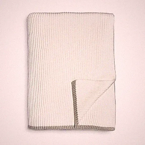 AQUA Ribbed Knit Throw 60"L x 80"W Snow/Aluminum Heather