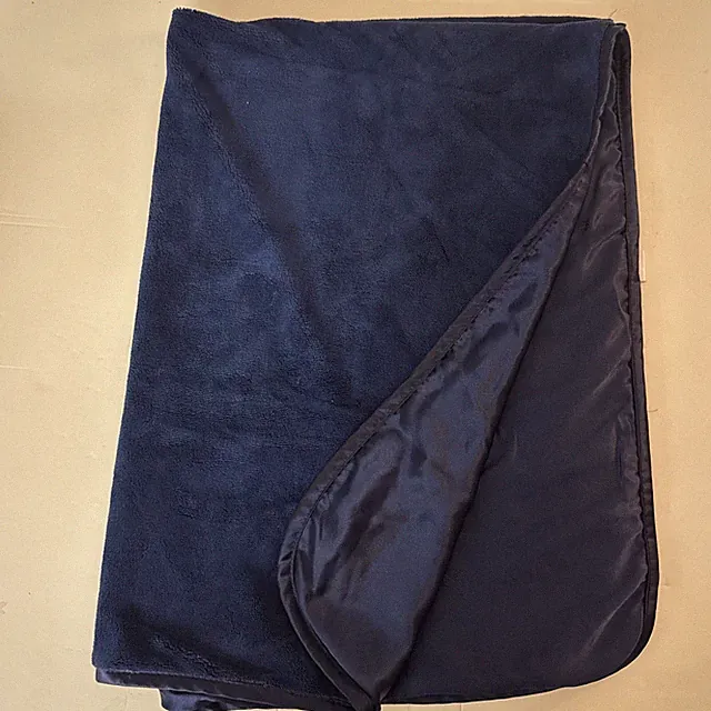 BROOKSTONE NAP Throw Blanket Approximately 50” X 36” Blue 2 Ply Satin Trim