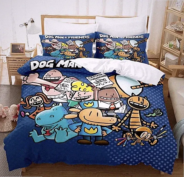 Cartoon Dog Man Bedding Set Boys Girls Queen Size Duvet Cover Pillowcase