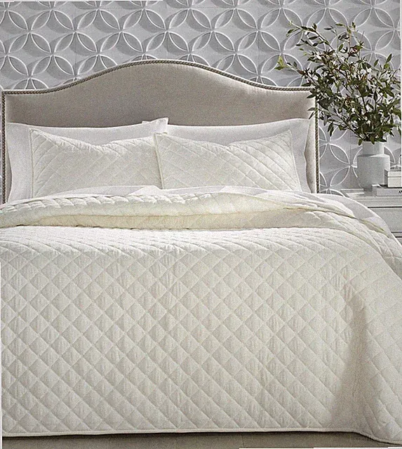 Charter Club Iridescent Velvet KING Coverlet/Quilt Ivory NWT