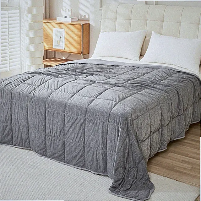Cooling Coverlet Blanket Set for Hot Sleepers, Ultra-Soft 59"x79" Checkered Grey