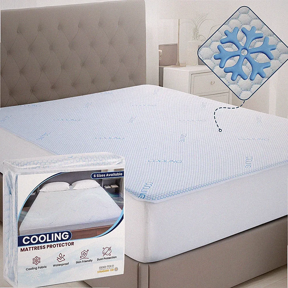 Cooling Mattress Protector Hypoallergenic & Breathable Waterproof Mattress Cover