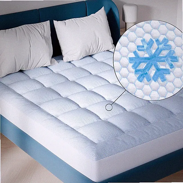 Cooling Mattress Topper Thick Matress Pad Pillowtop Fitted Secure Deep Pocket
