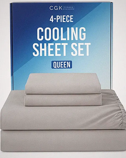 Cooling Sheets Set Queen Size - 4 Piece Summer Bed Sheets for Hot Sleepers &...