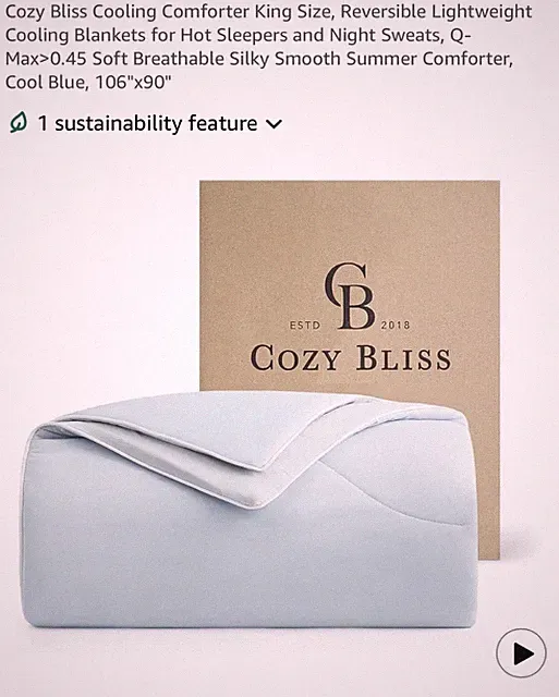 Cozy Bliss Premium Cooling Comforter King Size Cool Blue