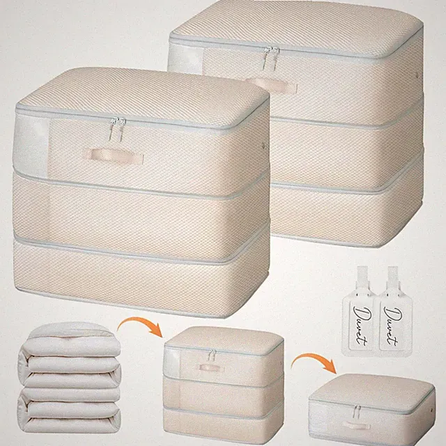 Easortm Comforter Storage Bag - Large Capacity Blanket Storage Bags 3-Layer U...