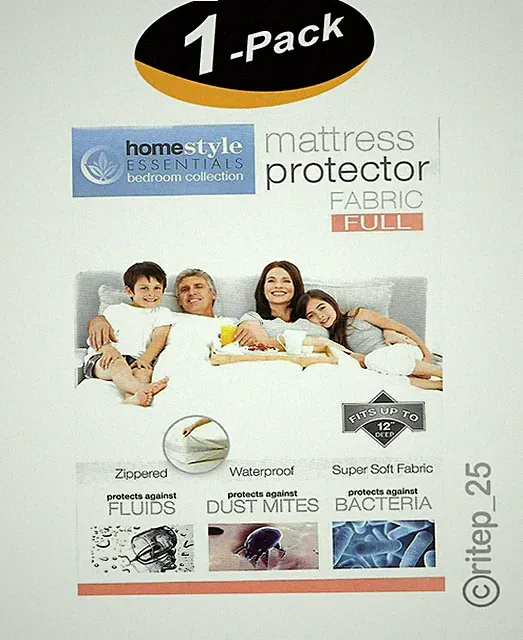 Fabric Mattress Protector, Soft Zippered Waterproof & Dust mite Proof -Full Size