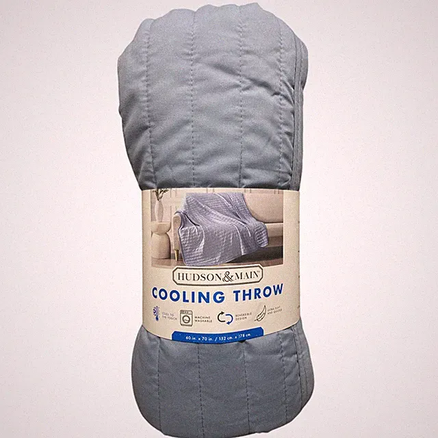 Hudson & Main Reversible Lightweight Cooling Throw Blanket, 60" x 70" (Blue)