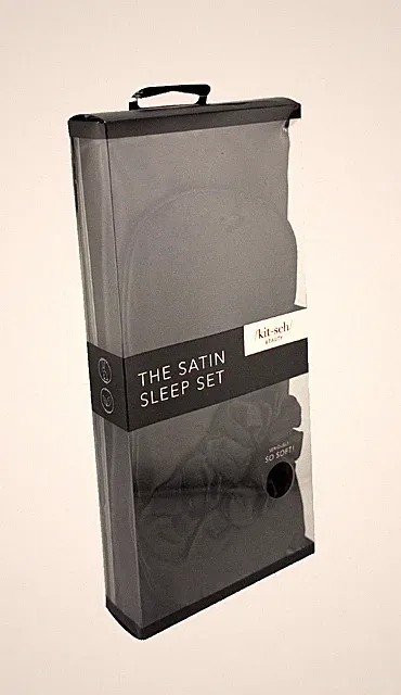 Kitsch The Satin Sleep Set Pillowcase, Eye Mask & Scrunchie, Black - 3pc Set