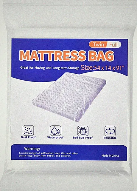 Mattress Bag for Moving Storage Plastic Mattress Protector Cover Twin and Full