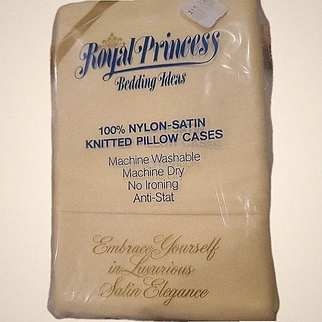 NOS Royal Princess 100% Nylon-satin Knitted Pillow Cases