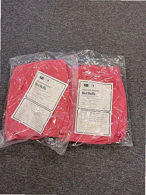Pair Perma Prest Bed Ruffle Sears For Queen Size Bed 60x80 Strawberry Pink