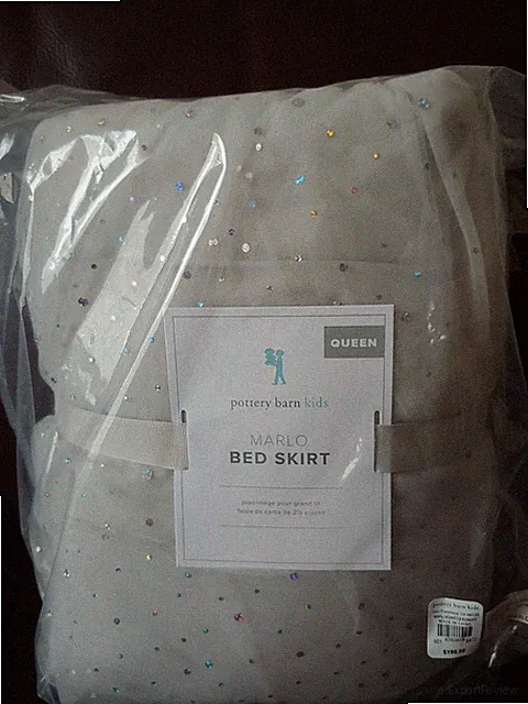 Pottery Barn Kids Marlo Queen Bed Skirt NEW! Gray Silver Shinny