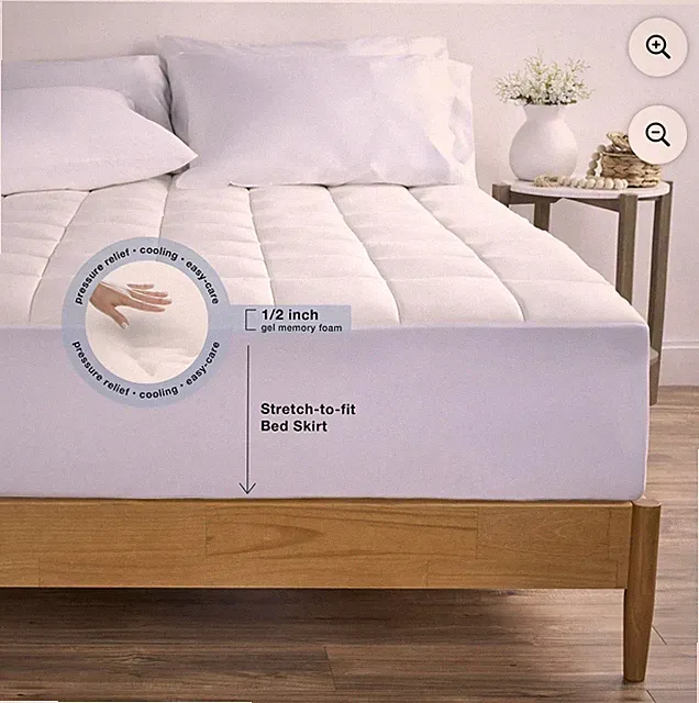 Queen Memory Foam Mattress Pad Cooling Gel Hypoallergenic Stretch Skirt New