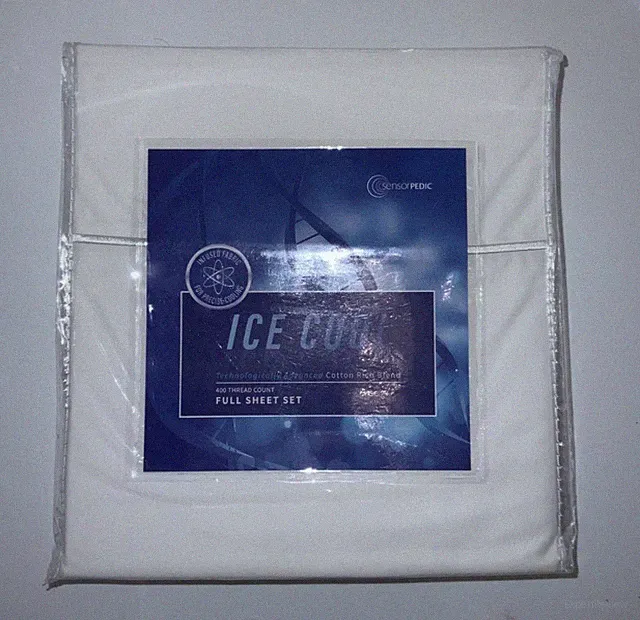 SensorPedic Ice Cool 400 Thread Count Bedsheet Full Size Sheet Set White S3