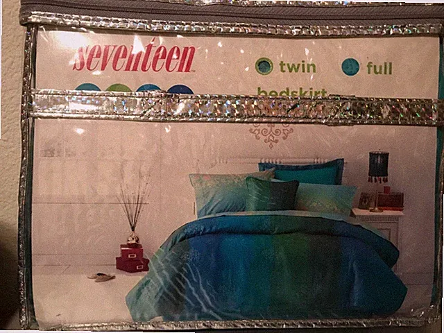 Seventeen Twin Size Sun Ray Teal Bed Skirt Fits 39” x 75” Mattress