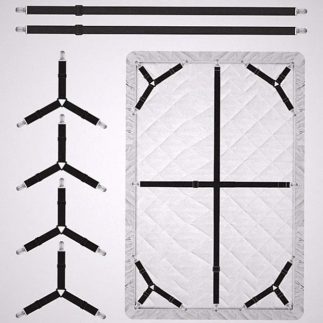 Sheet Fasteners, 6 Pcs Elastic Straps, Keep Bed Sheets Tight, Black