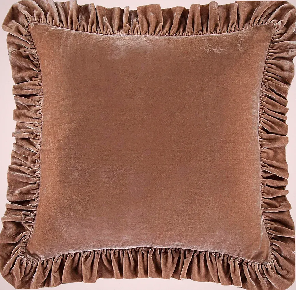 Stella Faux Silk Velvet Euro Sham Pillow Cover, 27x27, Dusty Rose Luxury