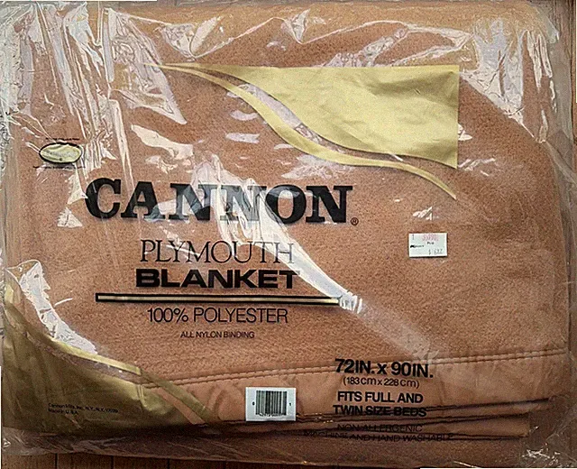 Vintage Cannon 72x90 Twin/Full Brown Plymouth Blanket Nylon Trim NEW Sealed