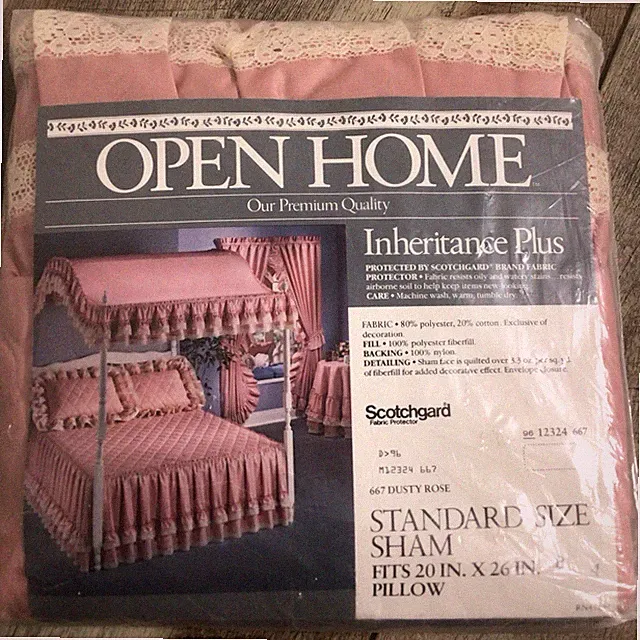Vintage Sears Roebuck Dusty Rose (1) Standard Pillow Sham Ruffled Quilted Lace