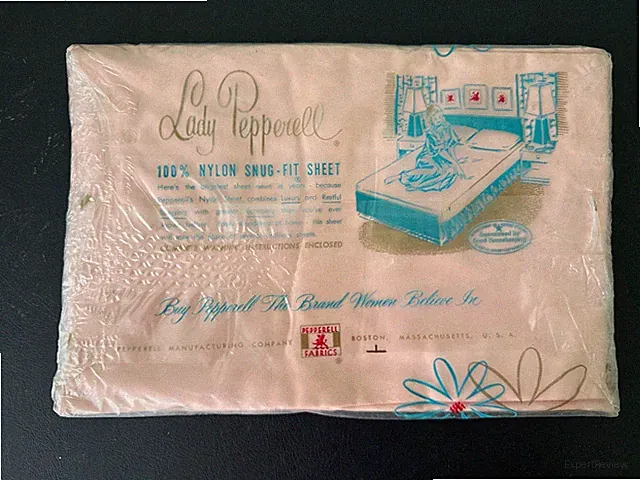 VTG LADY PEPPERELL 100% Nylon Twin Fitted Sheet Solid Pink NOS Bedding 1960s