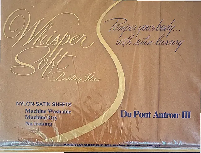 Vtg Whisper Soft Sheets Nylon-Satin King Flat Gold Rare Sealed 108x115